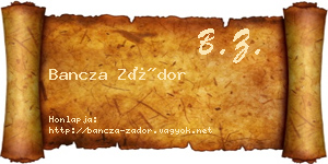 Bancza Zádor névjegykártya